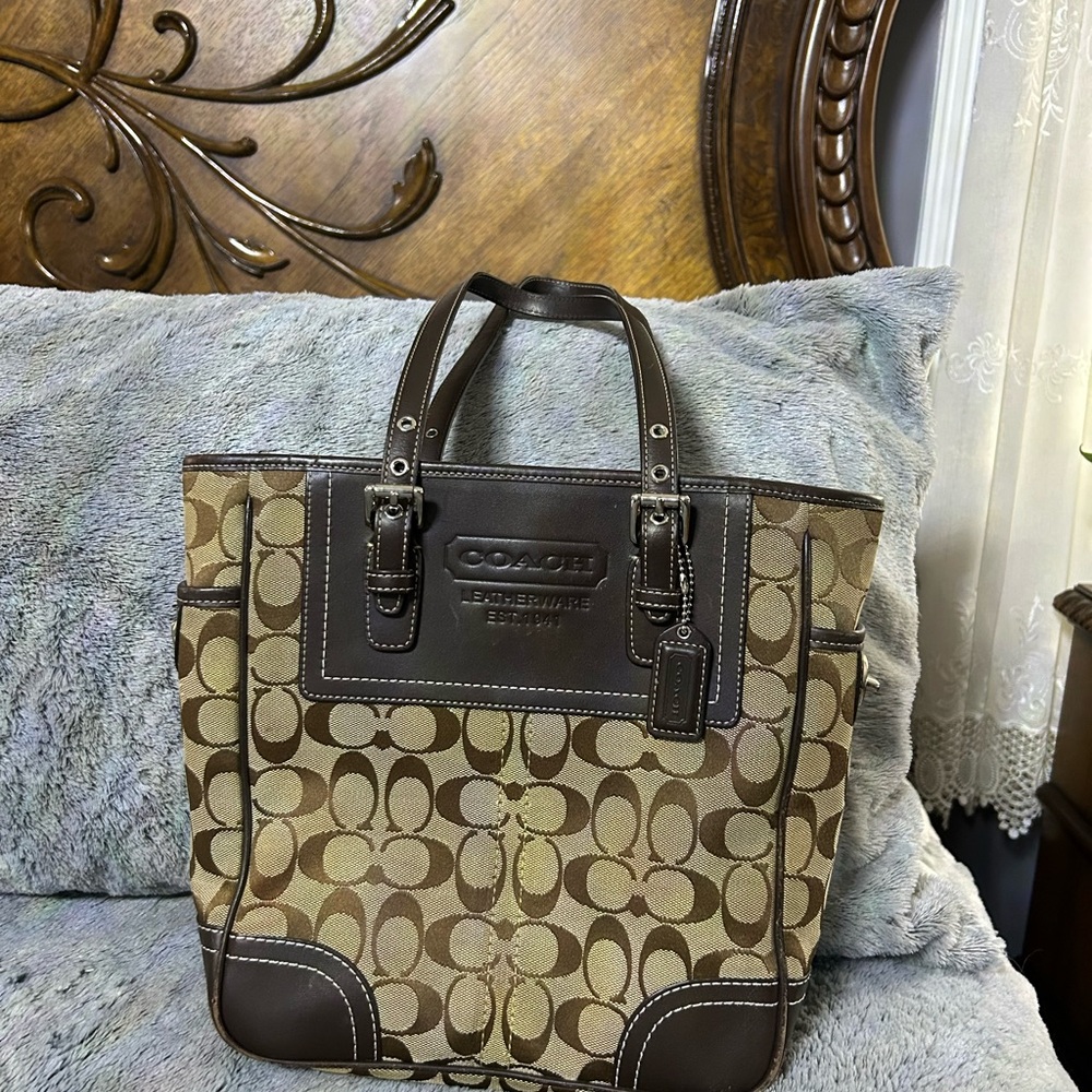 Coach Brown Signature Tote Bag